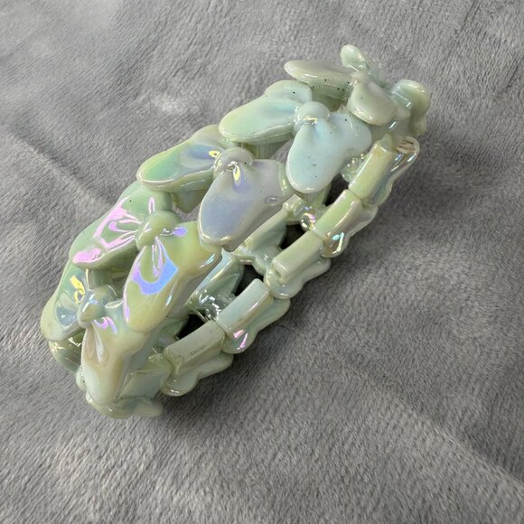 Butterfly Shape Beaded Bracelet Double Hole Beads Iridescent Stretch Adjustable - Picture 14 of 14